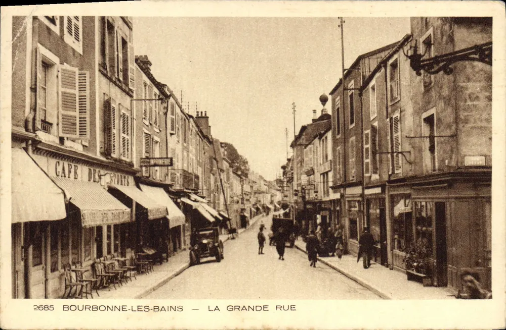 Bourbonne-les-Bains — A Grande Rue — Imp. Braun & Cie, Mailhouse-Damach, n°2685 - Frente
