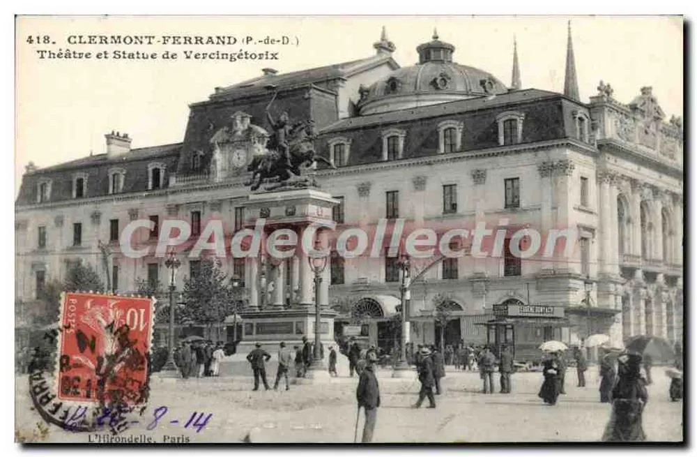 Clermont-Ferrand (P.-de-D.) — Theater und Statue des Vercingétorix — Antike Ansichtskarte - Vorderseite