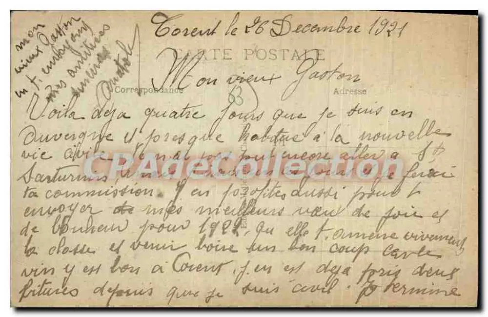 Junge Auvergnate — Typen und Kleidung aus der Auvergne — M. C., n°48 - Rückseite