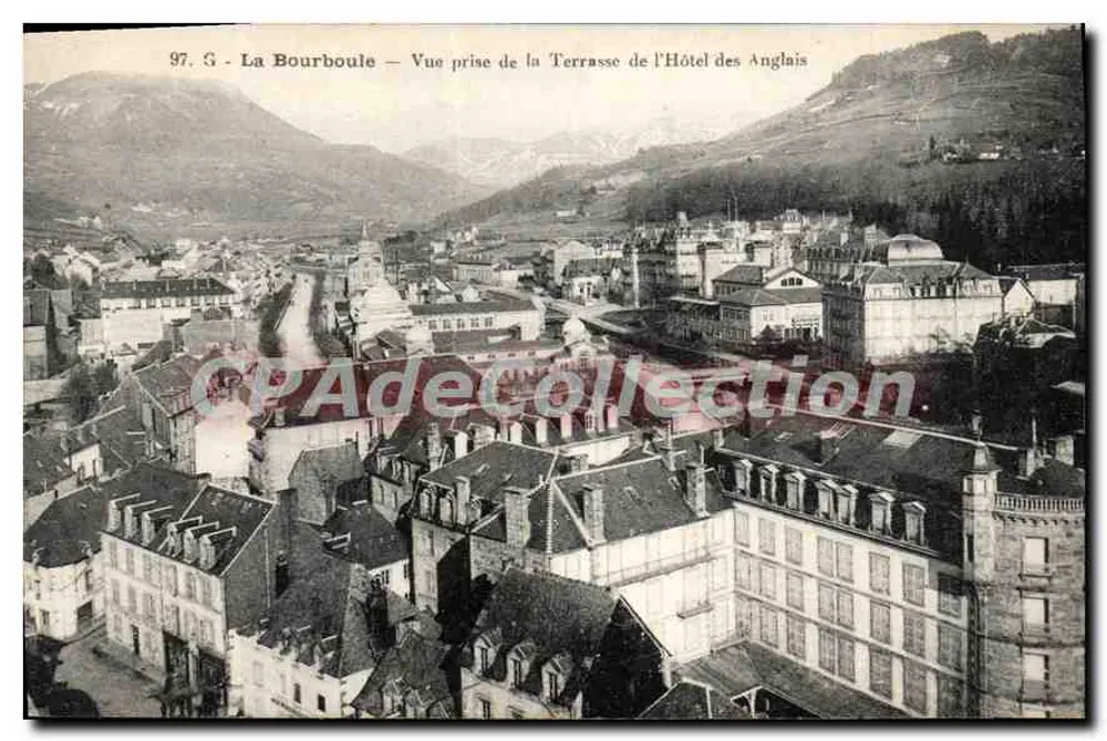La Bourboule — Ansicht vom Terrassenbereich des Hôtel des Anglais — Vintage Postcard/Antike Ansichtskarte - Vorderseite