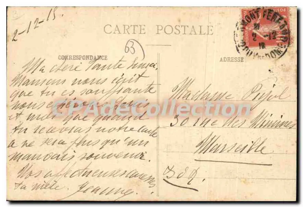 Royat - La Tiretaine - Bougé, Rue de l'Éeu, Clermont-Ferrand - Rewers