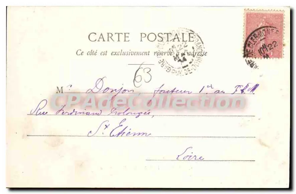 Clermont-Ferrand — Vista geral — Lib. Bougé-Béal, 21 Rue de l'Écu, Clermont-Ferrand - Verso