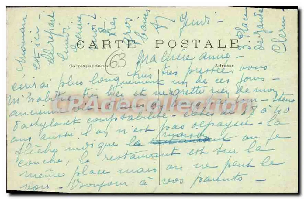 Clermont-Ferrand — Place de Jaude — L'Hirondelle, Paris, n°443 - Verso