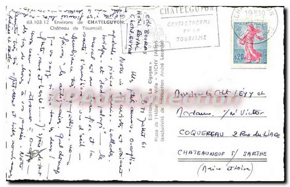Castelo de Châtelguyon — ruínas de um castelo medieval — Éditions La Cigogne, Vichy - Verso