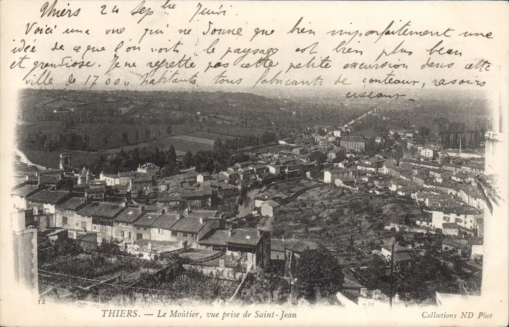 Thiers — Le Moûtier, Blick vom Saint-Jean — Sammlung ND Phot - Vorderseite
