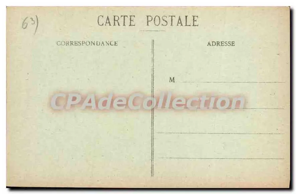 Pontgibaud - Vista geral — vista aérea do vilarejo com igreja e ponte sobre o rio — editor: Bougè, rue de l'Écu, Clermont-Ferrand, n°29 - Verso