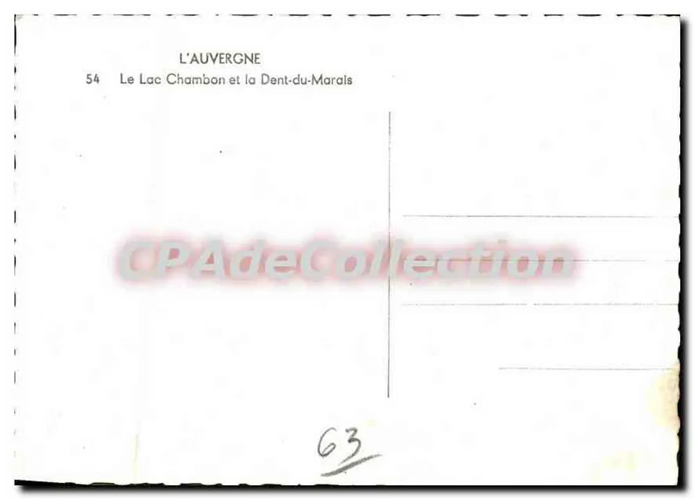 See Chambon und Dent-du-Marais — Auvergne — Verlag CPADeCollection, Nr. 54 - Rückseite