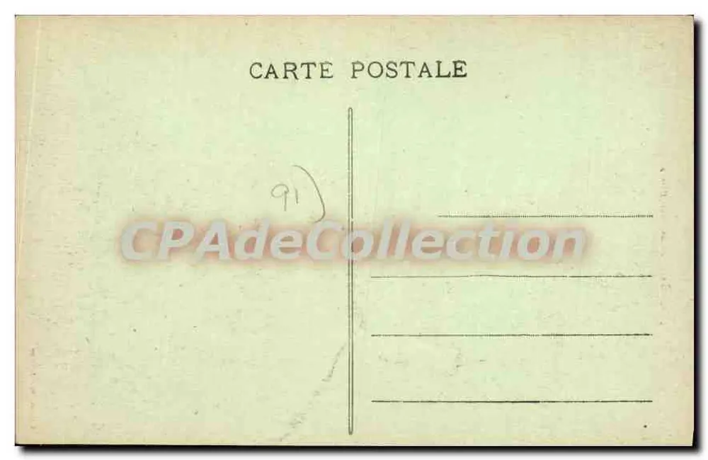 Dourdan - Rue Saint-Pierre — vista da rua pavimentada com igreja no fundo — editor: S. L. Vien 1914 - Verso