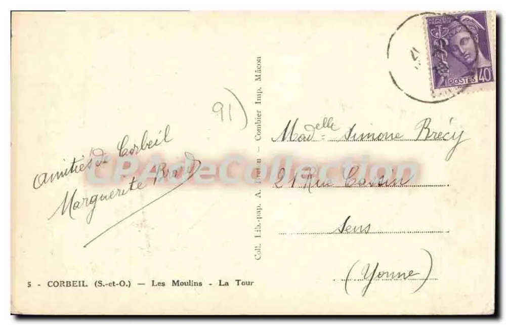 Die Mühlen - La Tour — Corbeil (S.-et-O.) — Verlag A. Fredon - Rückseite