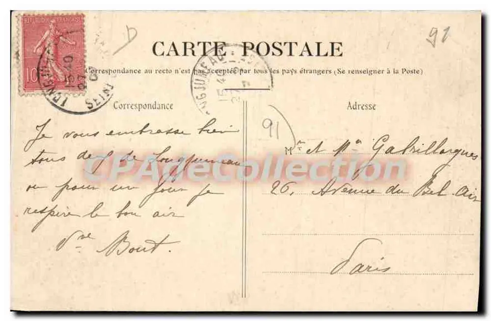 Longjumeau — Denkmal für Adolphe Adam — Verlag: Collection J. Boulbou, Longjumeau - Rückseite