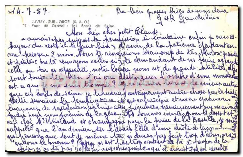 Brücke von Draveil — Juvigny-sur-Orge — Verlag Guy - Rückseite