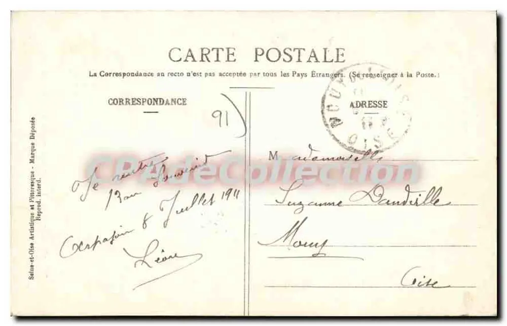 Arpajon (S.-et-O.) — Der Fluss Orge vom Boulevard Morand — Foto von Ch. de la Véze — Sammlung Paul Allorge, Serie C & 10 - Rückseite