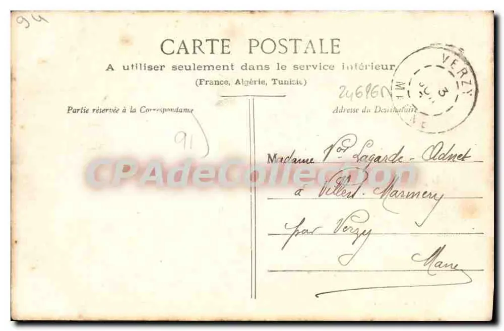 Castillo de La Fontaine (Seine-et-Oise) — Librería A. Boutroune, Dourdan — editor y número de serie legibles - Reverso