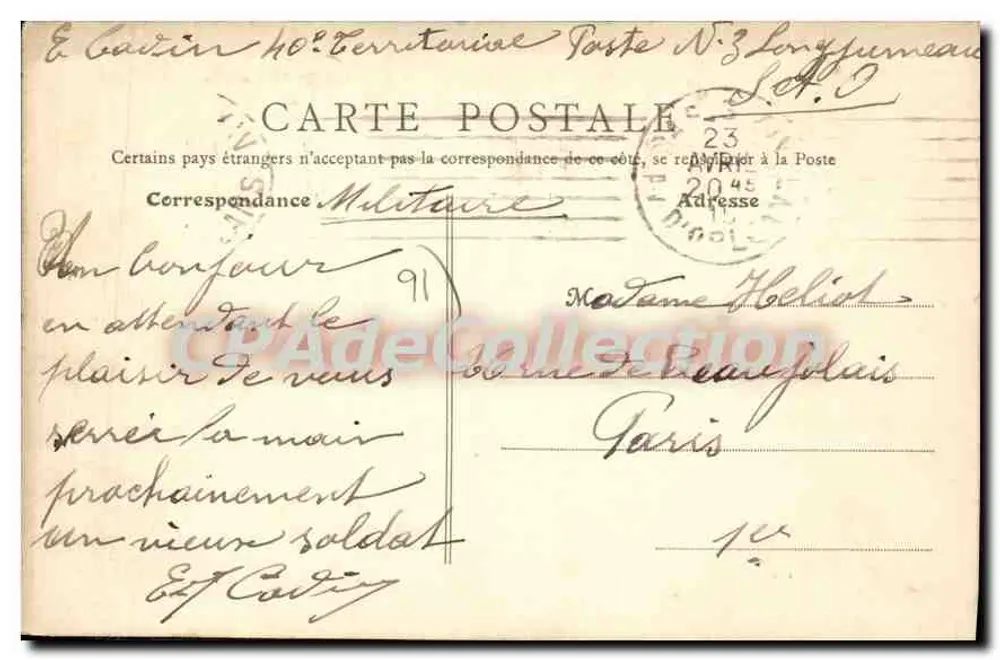 Longjumeau (S.-et-O.) - De Yvette — B. F., Parijs - Achterkant