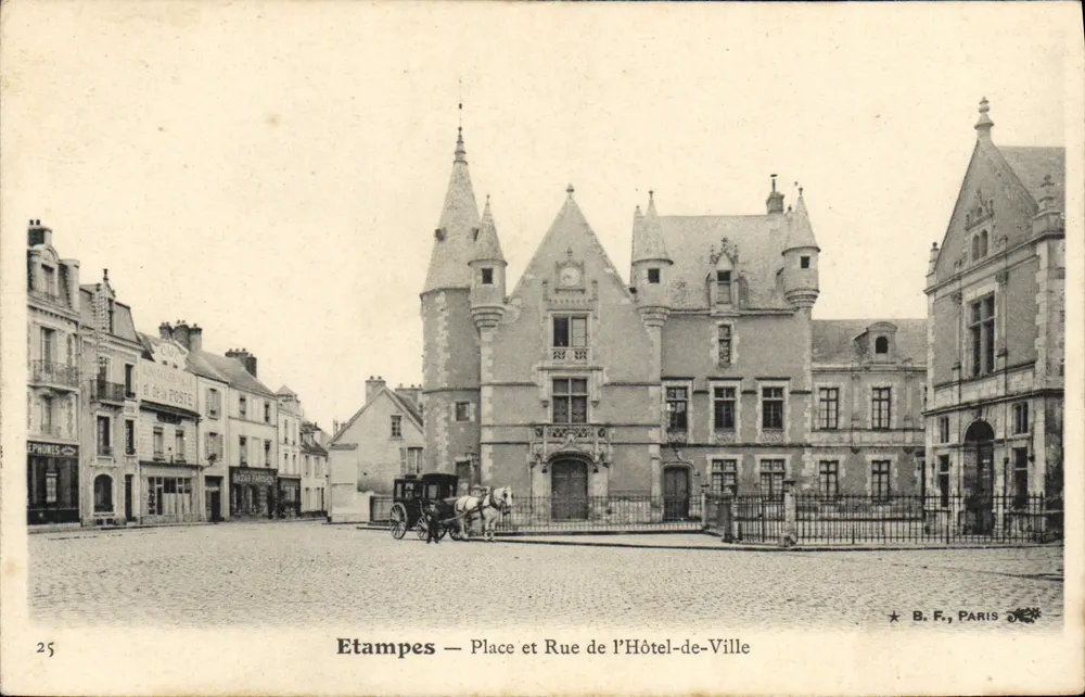 Etampes — Platz und Straße des Rathauses — B. F., Paris - Vorderseite