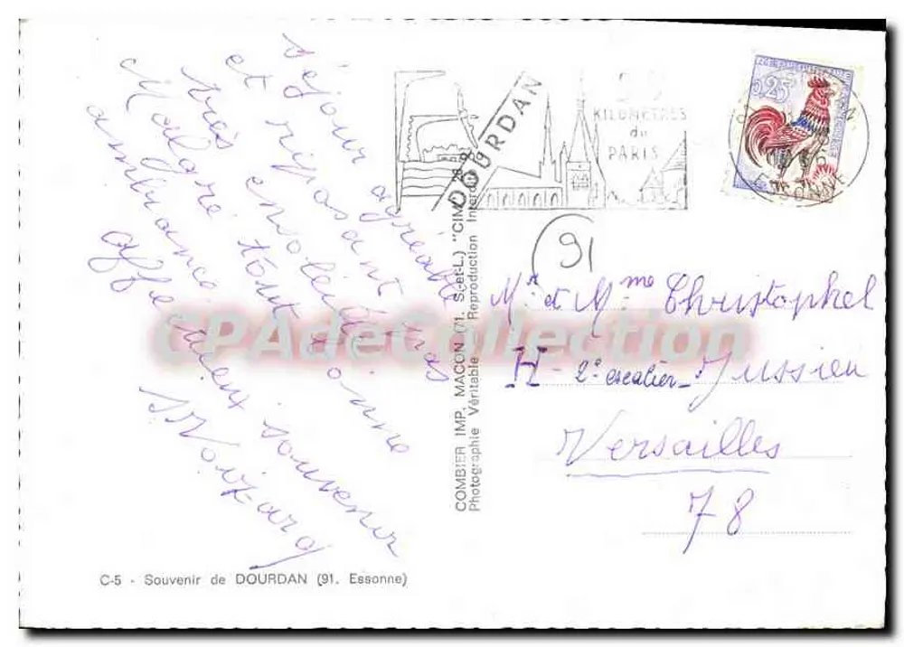 Dourdan — Lembrança de Dourdan (91, Essonne) — Combiér Imp. Macon (M. Scell) C-5 - Verso