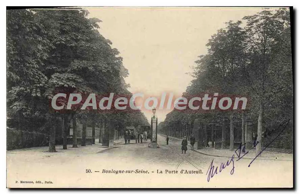 Boulogne-sur-Seine — La Porte d'Auteuil — P. Marnousa, Verlag, Paris. Nr. 50 - Vorderseite