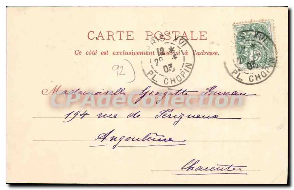 Boulogne-sur-Seine — La Porte d'Auteuil — P. Marnousa, Verlag, Paris. Nr. 50 - Rückseite