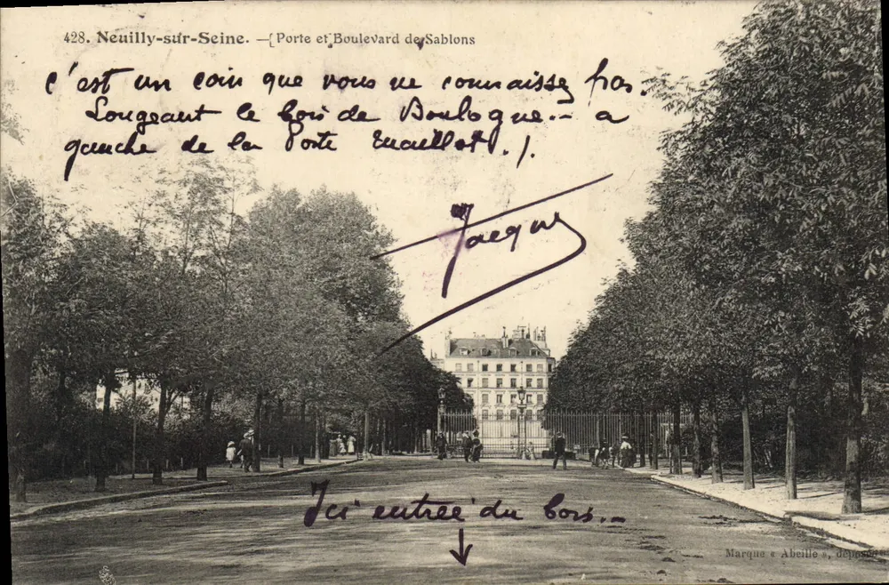 Neuilly-sur-Seine — Porta e Boulevard des Sablons — Marca « Abeille » - Frente