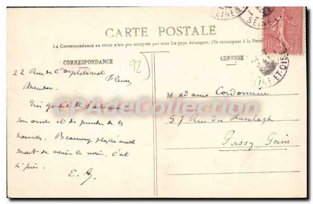 FLEURY-CLAMART — Ansicht vom Terrasse de Meudon — G. I. - Rückseite
