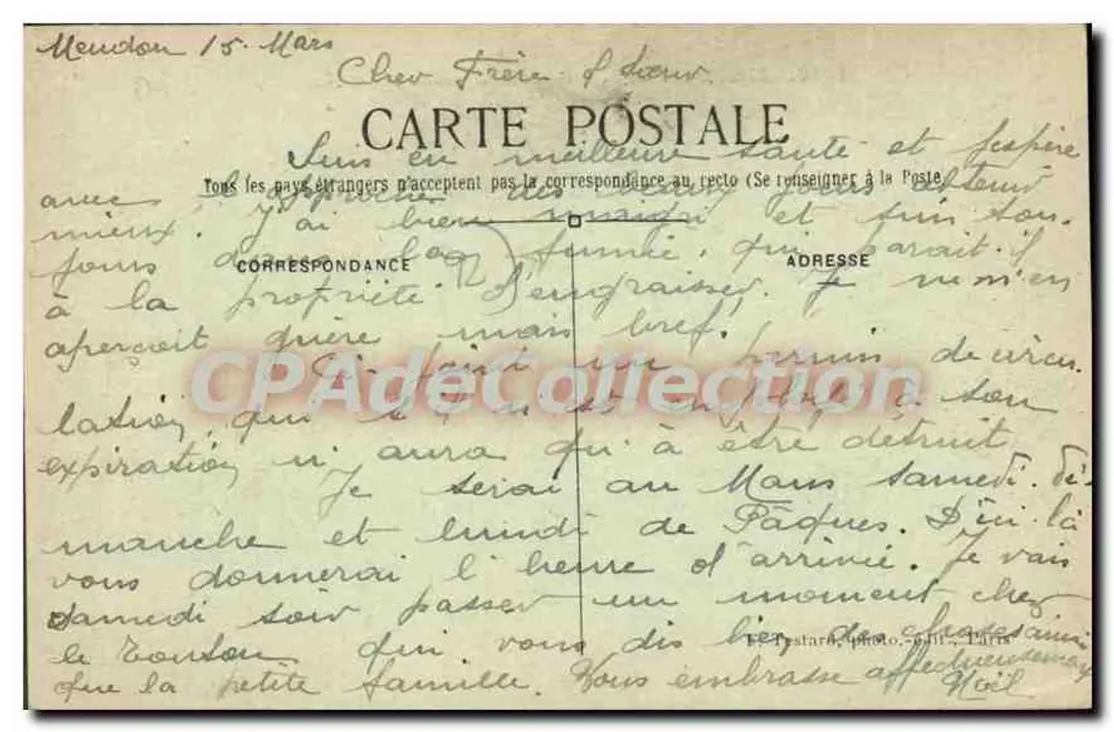 Meudon — Vista Geral tirada do Castelo — E.M. n°8 - Verso