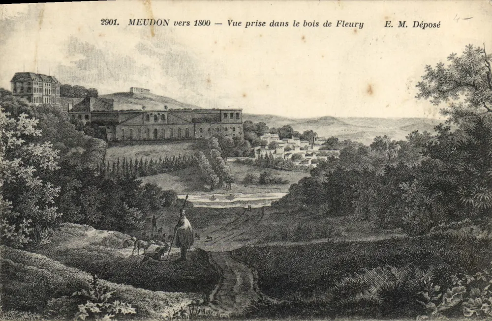 Meudon um 1800 — Ansicht aus dem Wald von Fleury — E. M. Déposé - Vorderseite