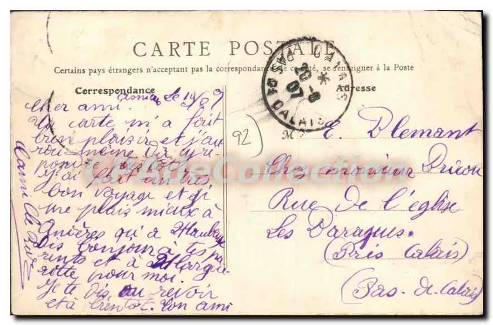 Asnières — Hotel de Ville — B. F., Paris - Verso