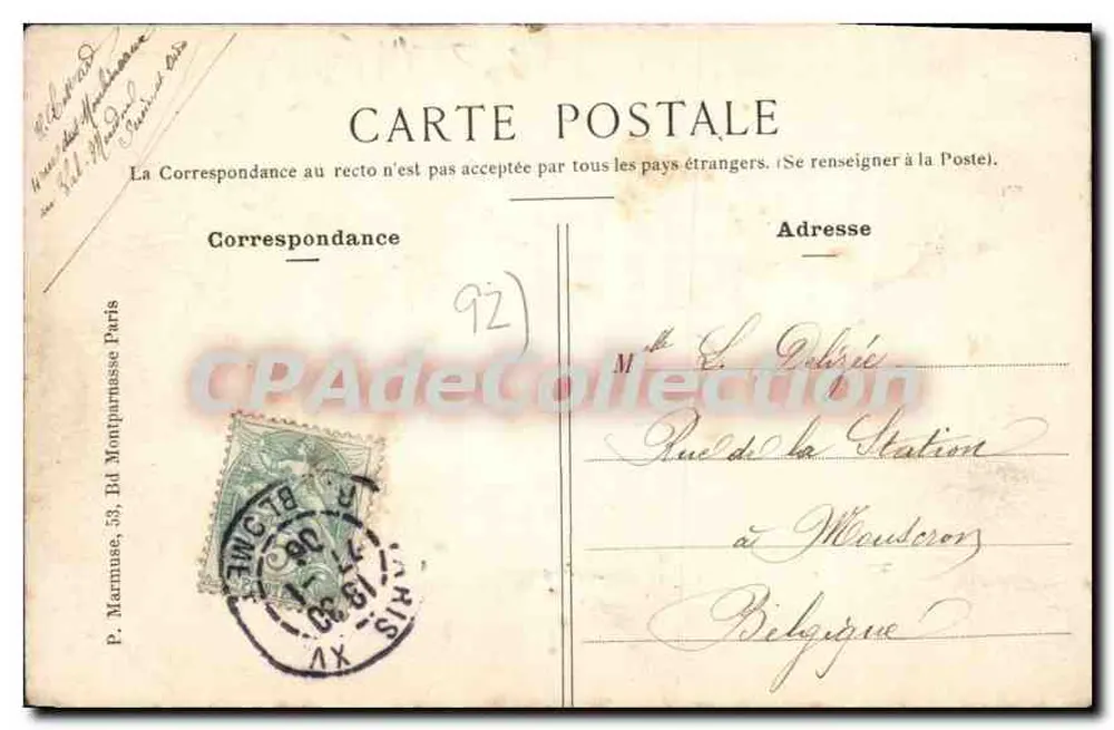 Panorama von MEUDON und Waisenhaus Val Fleury — 17 — P. Marmuse, Paris - Rückseite