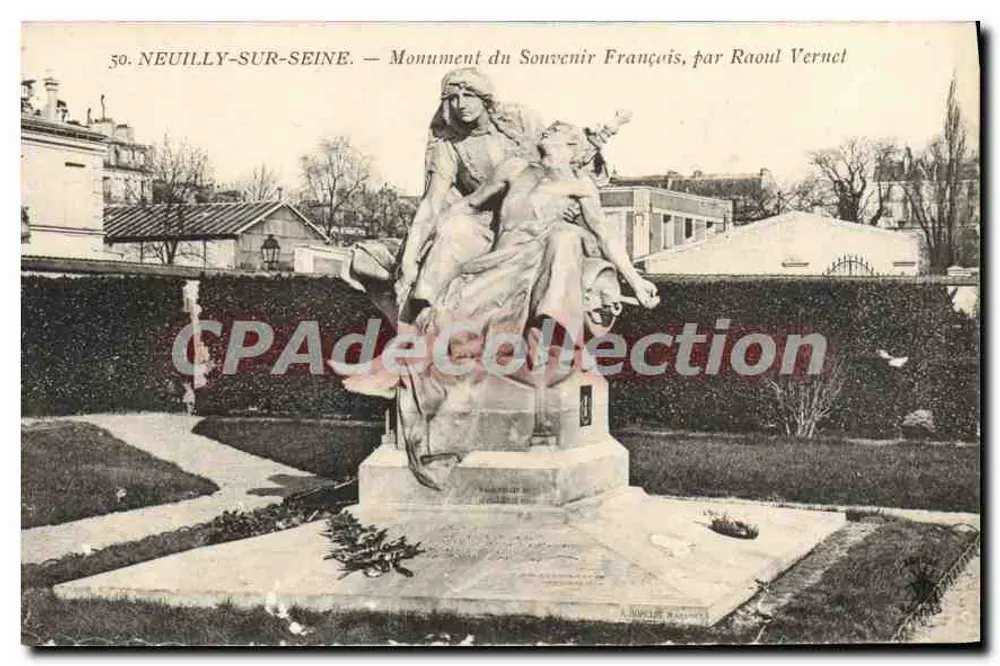 Neuilly-sur-Seine — Denkmal des französischen Gedenkens, von Raoul Vernet — Antike Ansichtskarte - Vorderseite