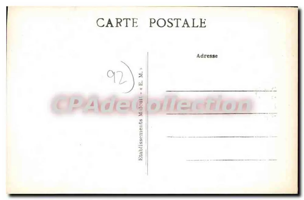 Souvenir Porte-Bonheur de Clichy — editor Etablissements Malcut - E.M. - Verso