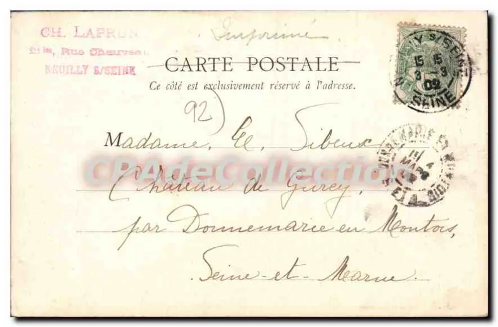 Neuilly — A Ilha do Amor — B. F., Paris - Verso