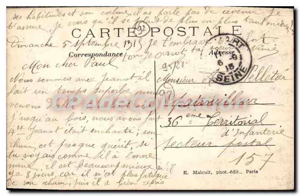 Wald von Meudon-Clamart — Kreuzung der Patte d'Oie — E. M. - Rückseite