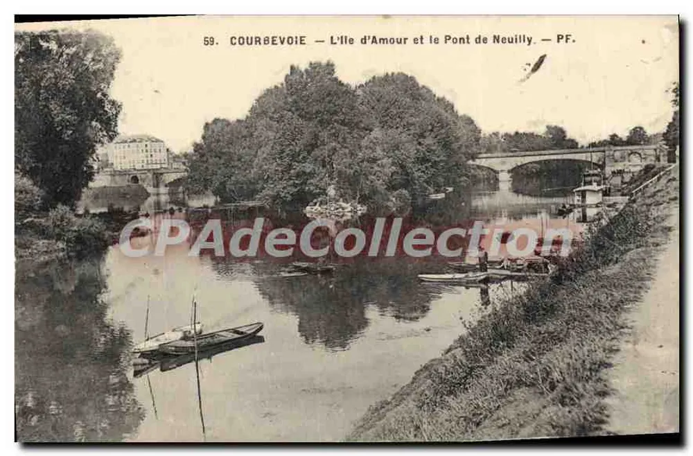 Courbevoie — Ansicht der Île d'Amour und des Pont de Neuilly —N° 59 - Vorderseite