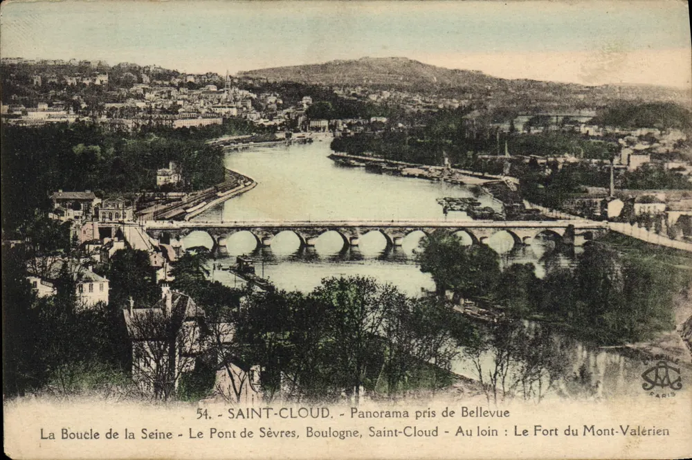 Saint-Cloud — Panorama z Bellevue — Wyd. L'Atlantique, Paryż - Awers