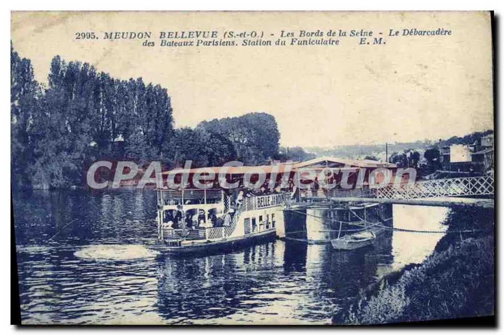 Meudon Bellevue (S.-et-O.) — Die Ufer der Seine — Der Anlegeplatz der Pariser Boote. Funicular-Station — E.M. — n°2995 - Vorderseite