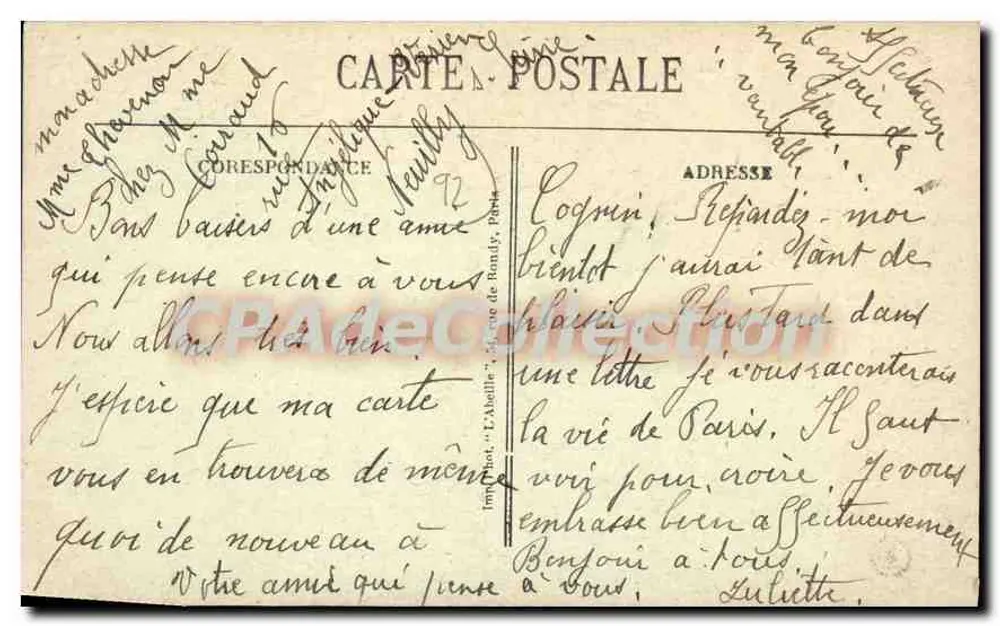 Neuilly - Castelo Real — Habitado pelo Rei Cidadão Luís-Philippe (1830-1840) — CPAdeCollection - Verso