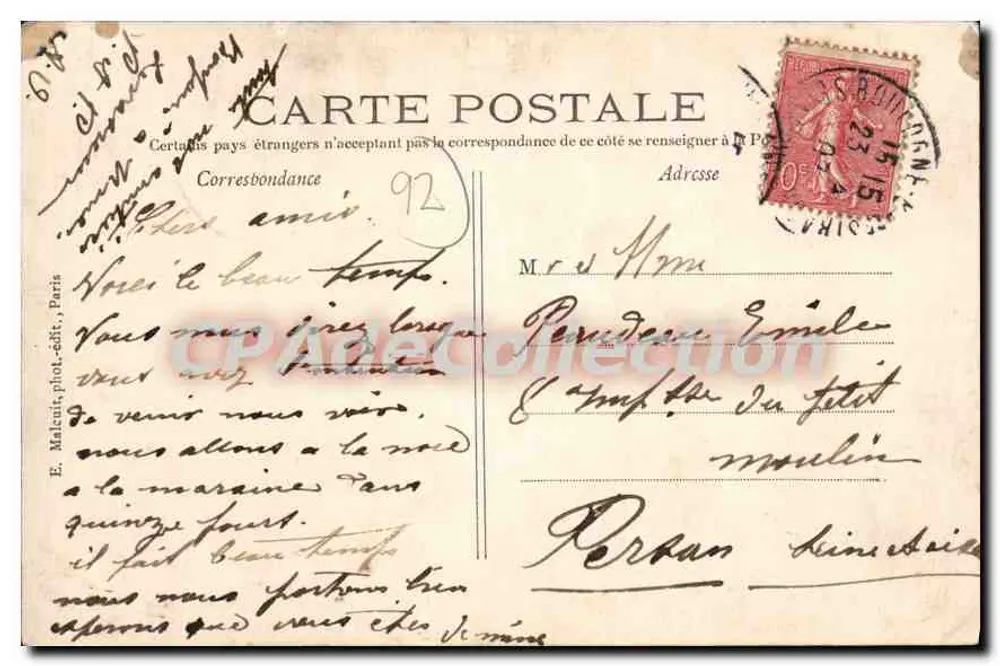 Boulogne-sur-Seine — Porte-Bonheur — E.M. Verlag - Rückseite