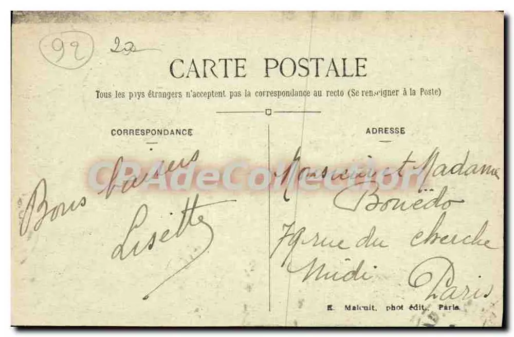 Chaville — Lago das Caranguejas — E. M. - Verso