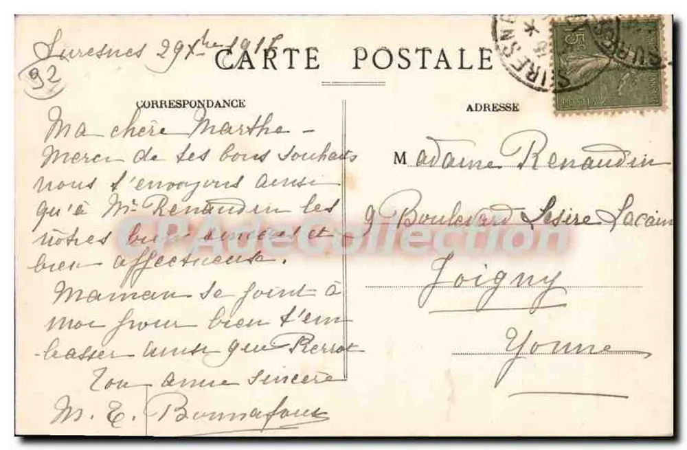 Suresnes — Der kleine Arm der Seine und die Insel Folie — L'Abeille, Asnières - Rückseite
