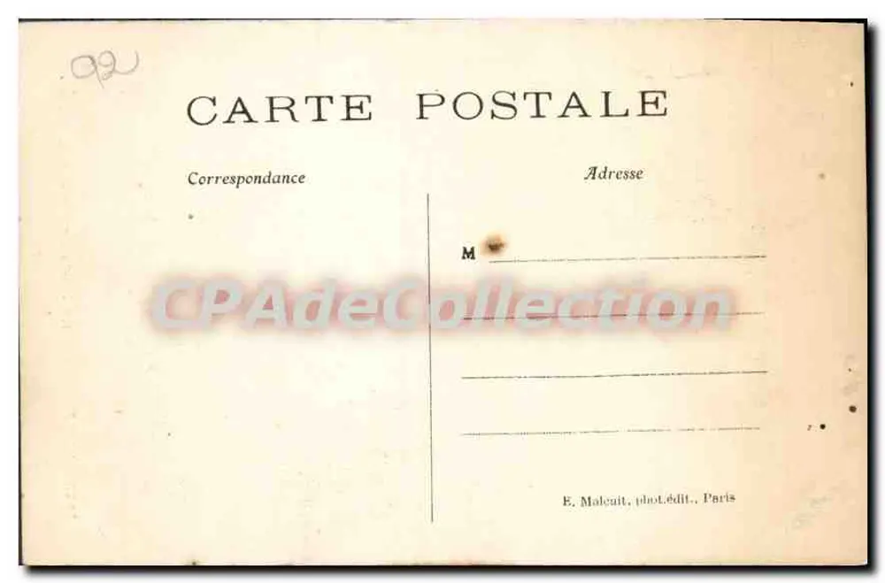 Suresnes — A Porta de Suresnes — E. M. n°1018 - Verso