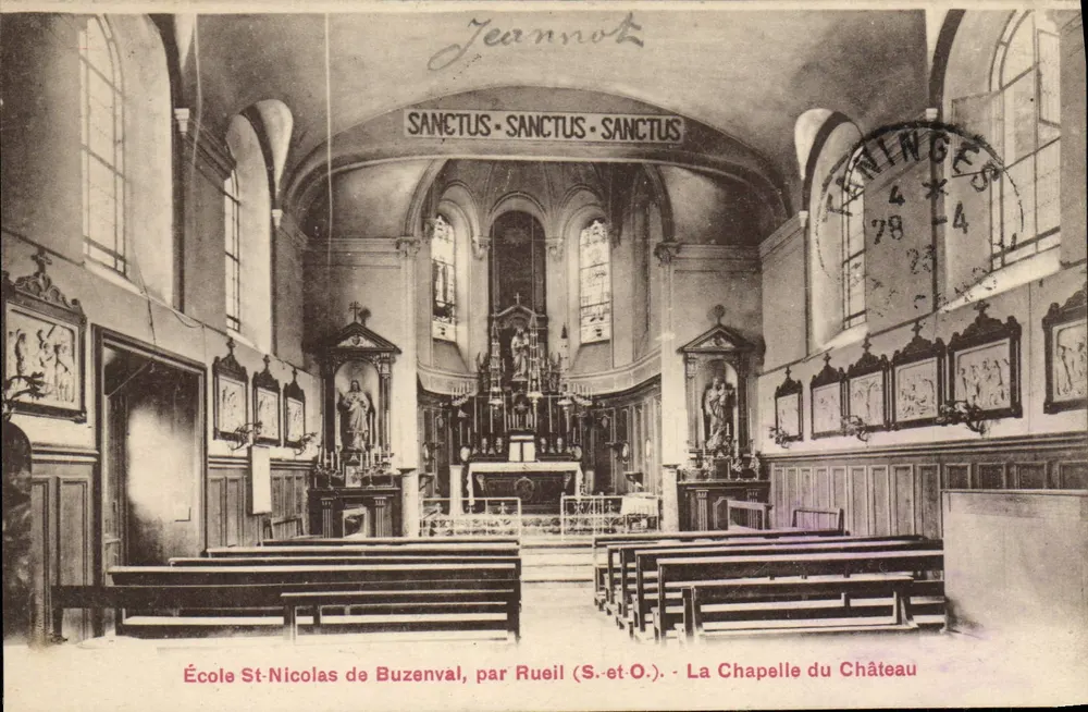 Die Kapelle des Schlosses in Caningy — Schule St-Nicolas von Buzenval, von Rueil (S.-et-O.) - Vorderseite
