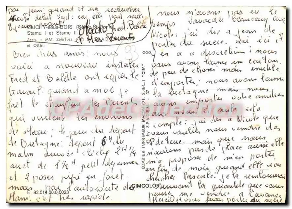 Stamu I und Stamu II — Archichy-sous-Bois — Drucker Macon (71, S.A.L.) - Rückseite
