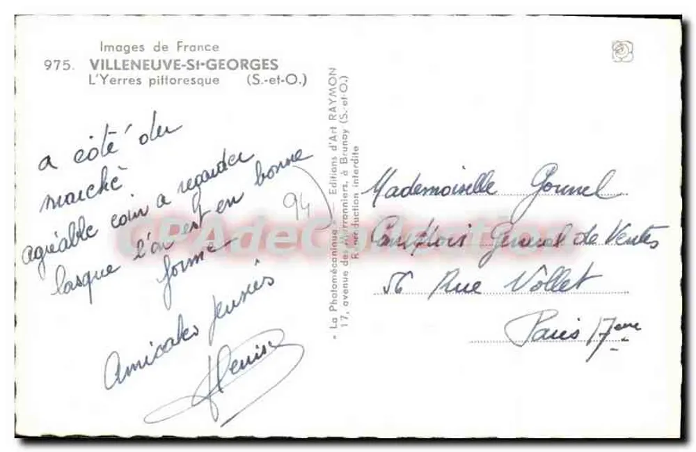 Villeneuve-Saint-Georges — Die pittoreske Yerres — Art Editions RAYMON (S.-et-O.) - Rückseite