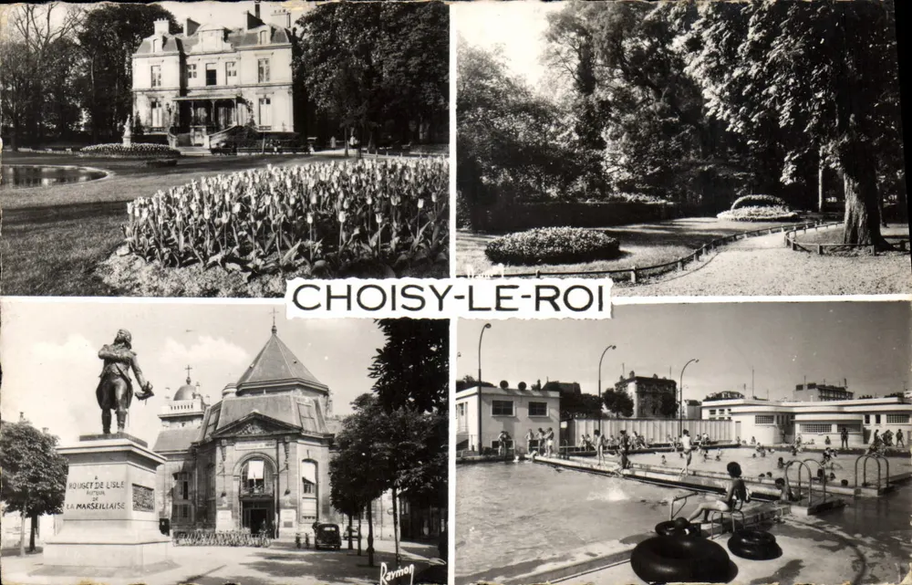 Choisy-le-Roi — Ansicht des Rathauses, des Platzes, der Schwimmhalle und des Schlosses — Verlag Raimag, Nr. 764 - Vorderseite