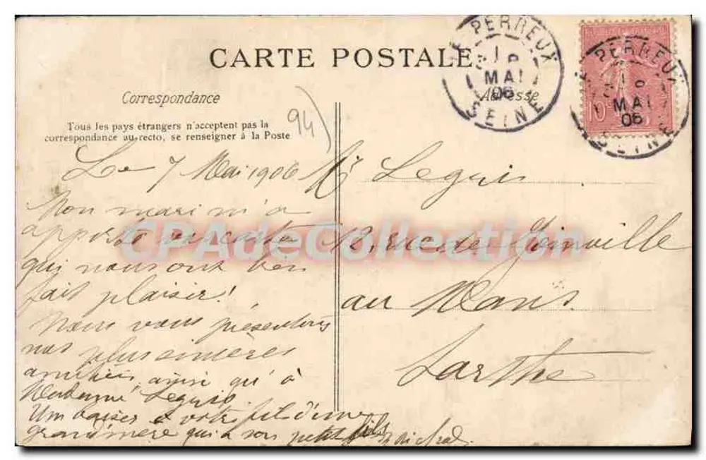 I.E. PERREUX — As Cem Escadas — E. FARGOTTE, Fotógrafo, Le Perreux - Verso