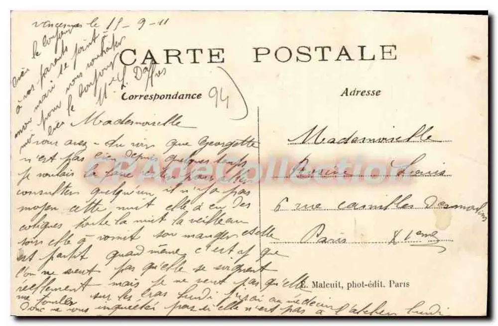 Vincennes — La Place de l'Hôtel de Ville — E.M. - Rückseite
