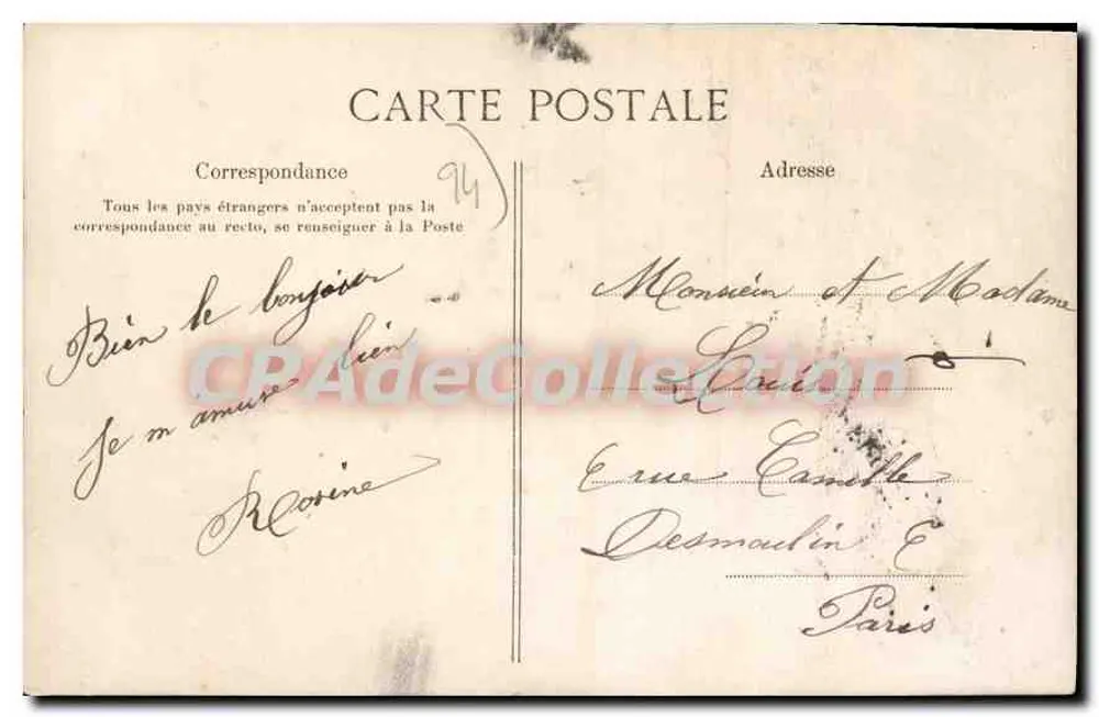 Vincennes — A Rue de Paris — C. L. C. - Verso