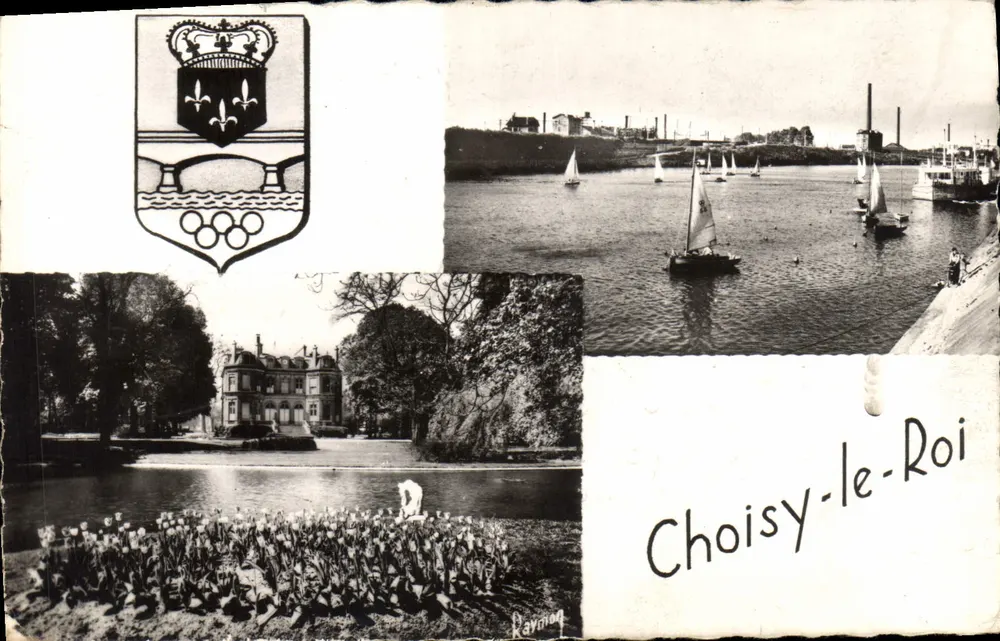Choisy-le-Roi — Panoramablick mit Schloss, Blumen und Segelschiffen — Verlag Rayming - Vorderseite