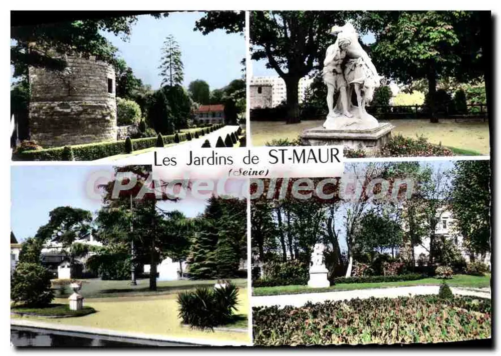 Die Gärten von ST-MAUR (Seine) — Panoramablick mit Turm, Statue und Bassin — unbekannter Verleger, Seriennummer nicht sichtbar - Vorderseite
