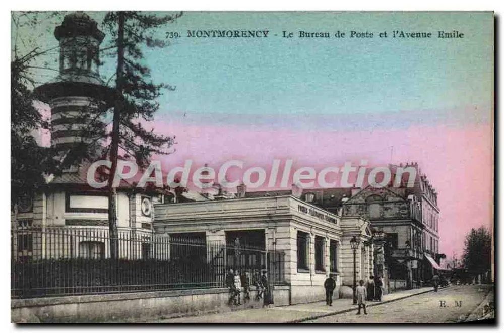 Montmorency - Das Postamt und die Avenue Emile — E. M. — n° 739 - Vorderseite